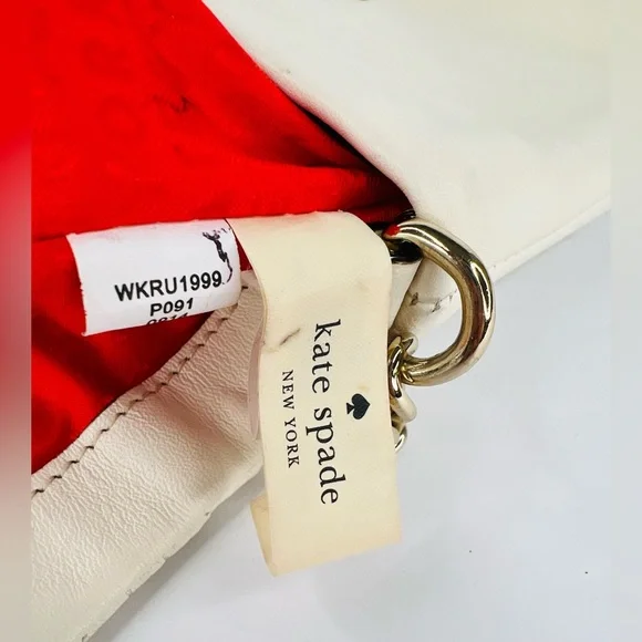 Kate Spade New York Astor Quilted White Leather Chain Crossbody Logo Bag - Picture 10 of 14